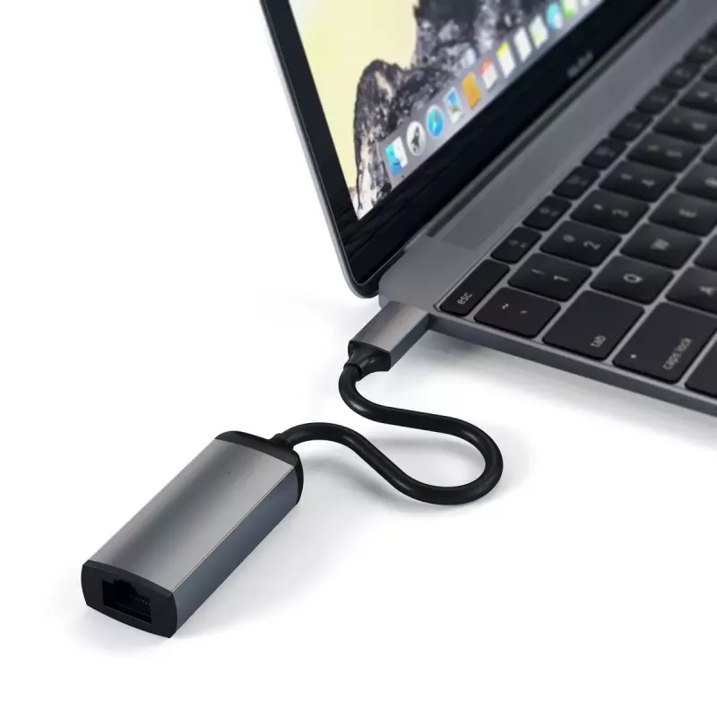 Sąsajų adapteris Satechi ST-TCENM pilka spalva, USB-C į Gigabit Ethernet, 23,1×62,9×13,9 mm