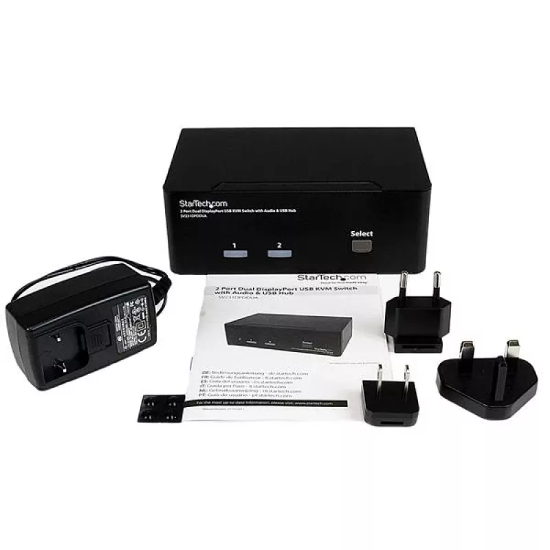 StarTech.com 2 prievadų dvigubo DisplayPort USB KVM jungiklis su garsu ir USB 2.0 šakotuvu