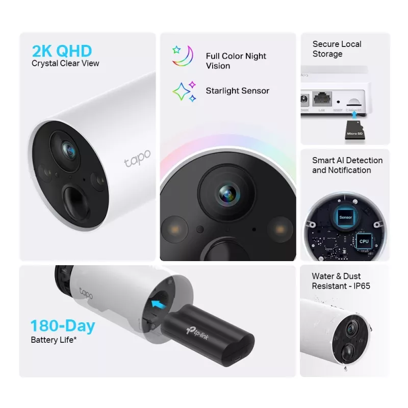 TP-Link Tapo C420S1 belaidė apsaugos kamera 2K QHD, IP65, baterija