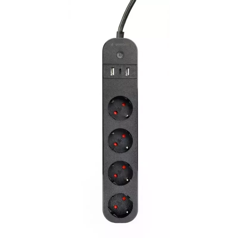 Gembird TSL-PS-S4U-01 4 lizdų išmanusis maitinimo blokas su USB