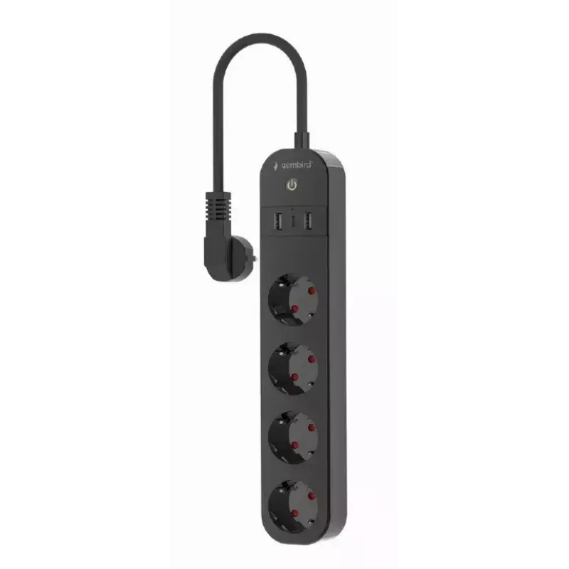 Gembird TSL-PS-S4U-01 4 lizdų išmanusis maitinimo blokas su USB