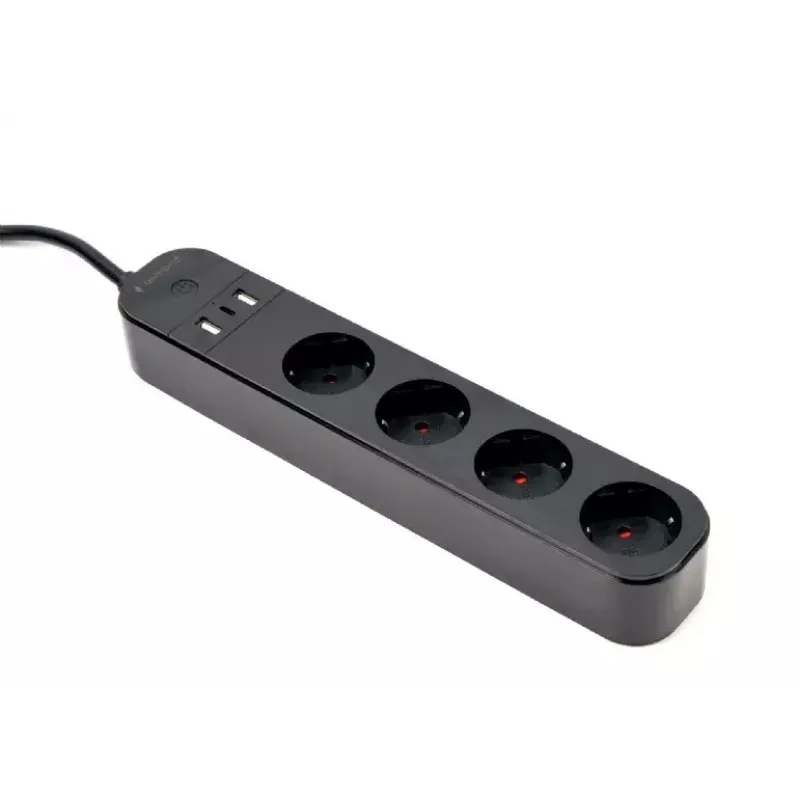 Gembird TSL-PS-S4U-01 4 lizdų išmanusis maitinimo blokas su USB