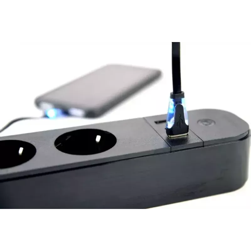 Gembird TSL-PS-S4U-01 4 lizdų išmanusis maitinimo blokas su USB