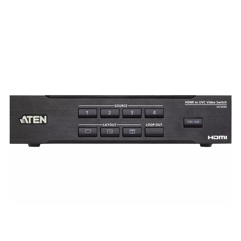ATEN CAMLIVE PRO 4K 4 įėjimų HDMI į USB vaizdo perjungiklis, juodas, metalinis