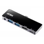 ATEN UH3238 USB-C kelioninis dokas su galios perdavimu, universalus, juodas/sidabrinis