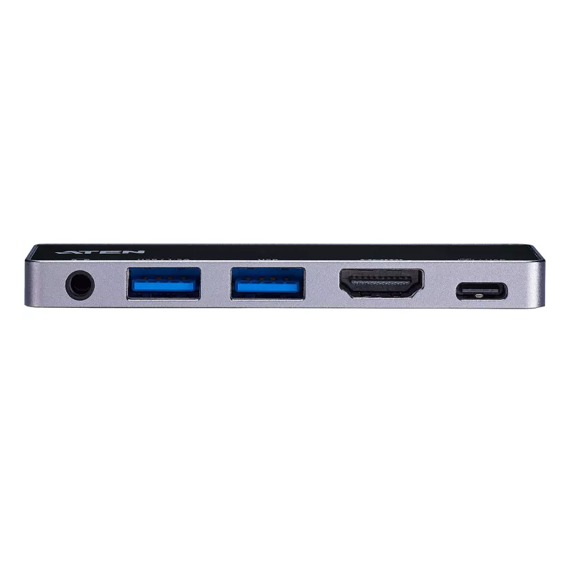 ATEN UH3238 USB-C kelioninis dokas su galios perdavimu, universalus, juodas/sidabrinis