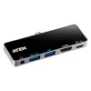 ATEN UH3238 USB-C kelioninis dokas su galios perdavimu, universalus, juodas/sidabrinis