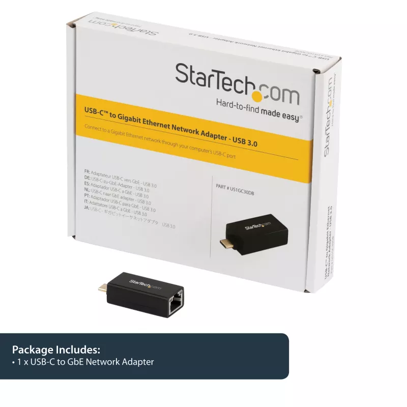 StarTech.com USB-C į Gigabit Ethernet adapteris - 1 Gbps NIC USB 3.0 / USB 3.1 Type C tinklo adapteris - 1GbE USB-C į RJ45 / LAN prievadą, suderinamas su Thunderbolt 3, Windows, MacBook Pro, Chromebook