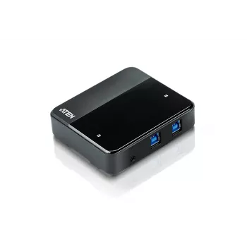 ATEN US234 2 prievadų USB 3.2 Gen1 periferinių įrenginių daliklis, 5 Gbit/s, Micro-USB Type-B, juodas, plastikas