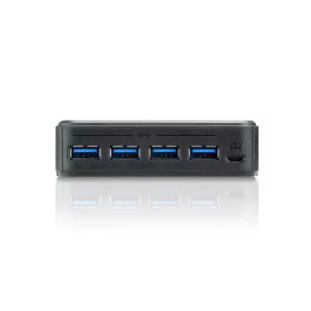 ATEN US234 2 prievadų USB 3.2 Gen1 periferinių įrenginių daliklis, 5 Gbit/s, Micro-USB Type-B, juodas, plastikas
