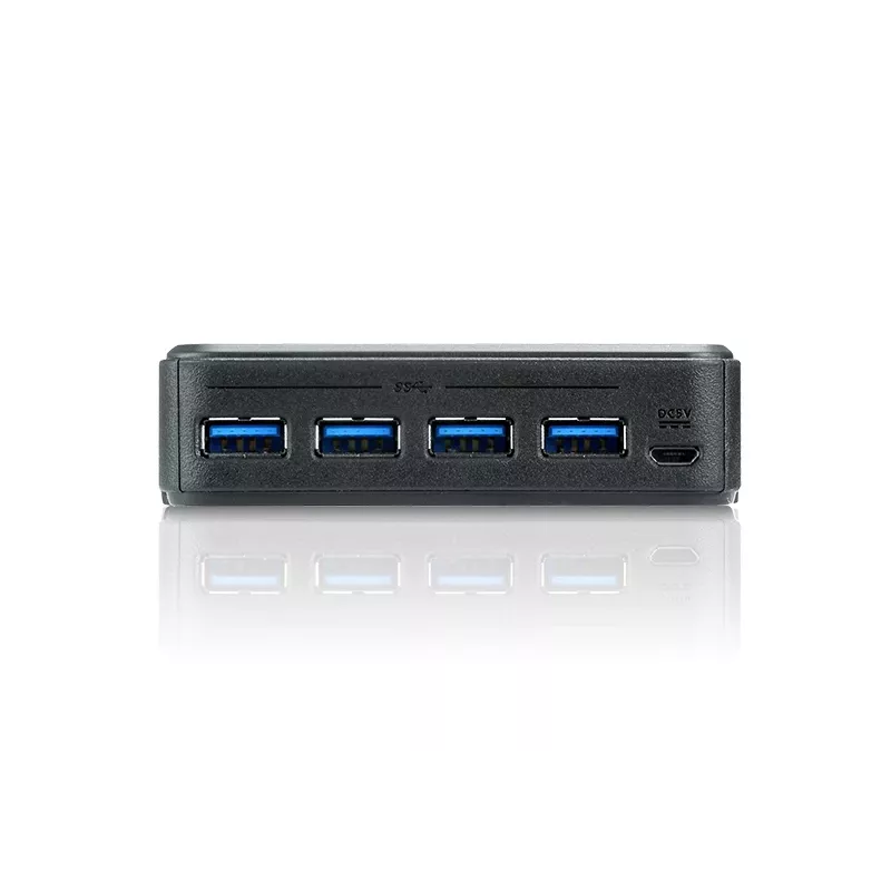 ATEN US234 2 prievadų USB 3.2 Gen1 periferinių įrenginių daliklis, 5 Gbit/s, Micro-USB Type-B, juodas, plastikas