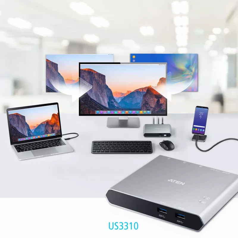 ATEN 2-Port USB-C Gen 1 Dock Switch US3310-AT