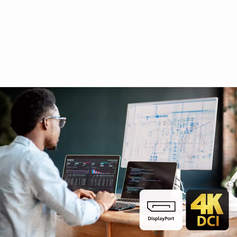 ATEN US3311 2 prievadų 4K DisplayPort USB-C KVM jungiklis su dokstacija ir maitinimo perdavimu