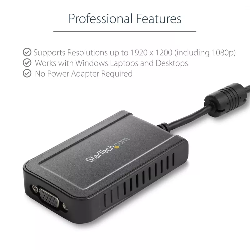 StarTech.com USB 2.0 į VGA adapteris, USB į VGA monitoriaus keitiklis, 1080p (nepalaiko macOS/ChromeOS/Linux) - TAA