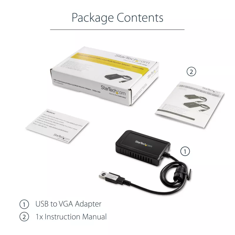 StarTech.com USB 2.0 į VGA adapteris, USB į VGA monitoriaus keitiklis, 1080p (nepalaiko macOS/ChromeOS/Linux) - TAA