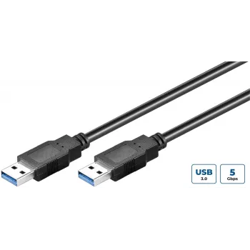 Microconnect USB3.0AA2B USB A-A laidas, USB 3.2 Gen 1, 2 m, juodas