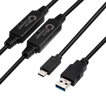 Microconnect USB3.1CA10AMP USB laidas USB 3.2 Gen 1 (3.1 Gen 1) 10 m USB-C USB-A juodas