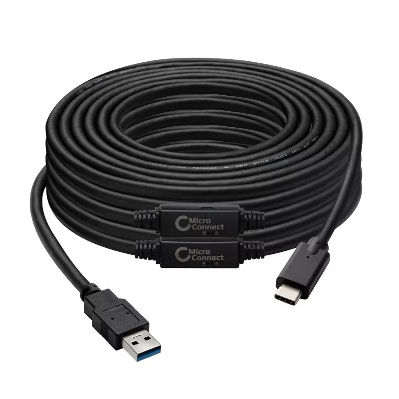 Microconnect USB3.1CA10AMP USB laidas USB 3.2 Gen 1 (3.1 Gen 1) 10 m USB-C USB-A juodas