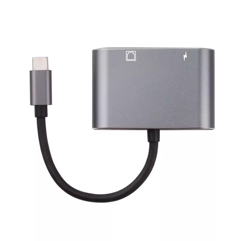 Microconnect USB3.1CETHPDBA adapteris USB-C į RJ-45 Gigabit Ethernet su USB-C PD juodas