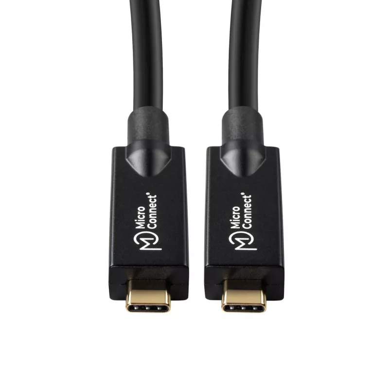 Microconnect USB3.2CC10OP USB-C į USB-C hibridinis aktyvusis optinis kabelis, USB 3.2 Gen 2, 10 m, 4K 60 Hz, juodas