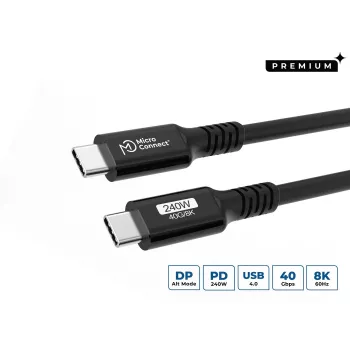 USB laidas MicroConnect USB4CC1-240W 1 m USB4 Gen 3x2 40 Gbit/s juodas