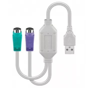 Microconnect USBA2XPS2 PS/2 laidas 0,3 m 2x 6 kontaktų Mini-DIN USB A Baltas