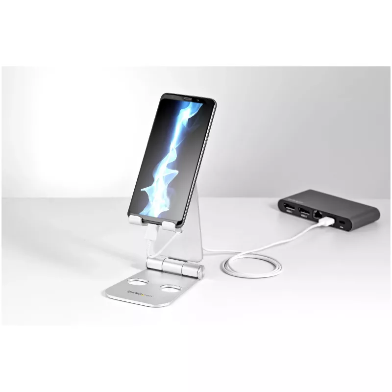 StarTech.com USPTLSTND Sulankstomas universalus stovas telefonui ir planšetei – reguliuojamas, ergonomiškas, aliuminis, sidabrinis