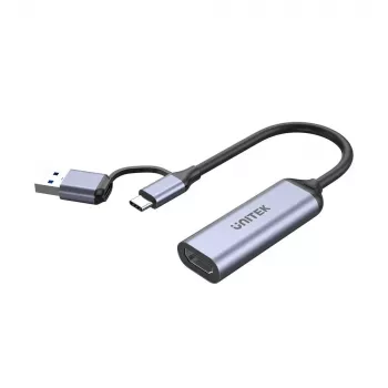 Vaizdo kabelio adapteris UNITEK V1167A USB Type-A/USB Type-C HDMI juodas