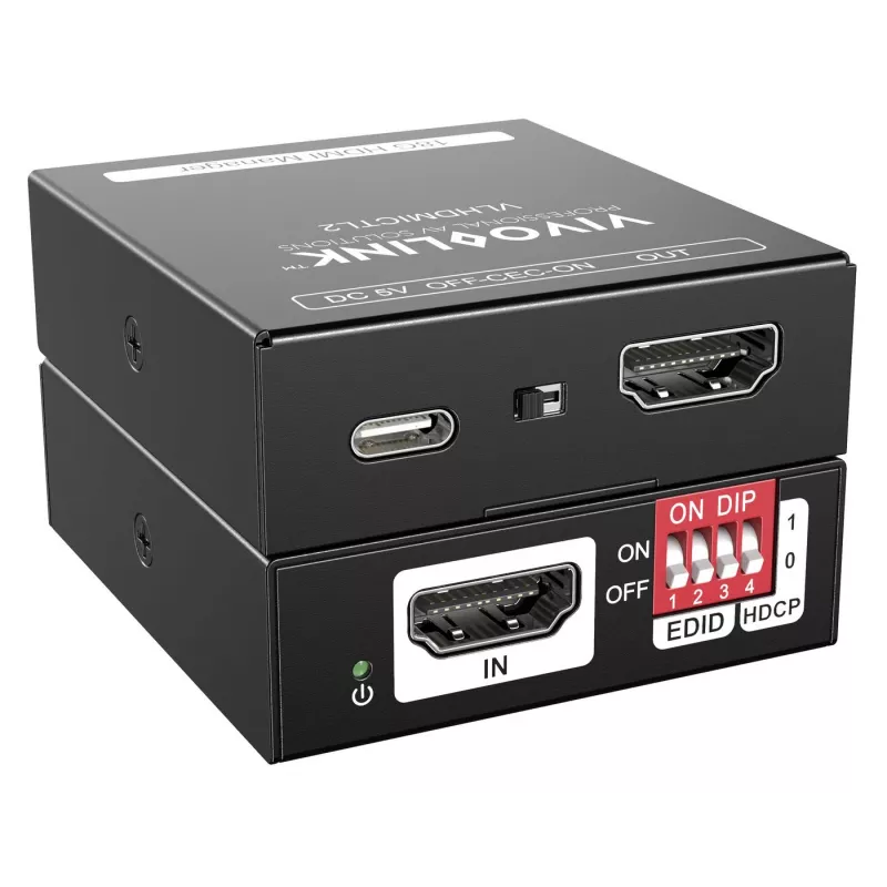 Vivolink VLHDMICTL2 EDID emuliatorius 3840x2160 18Gbit/s Juoda