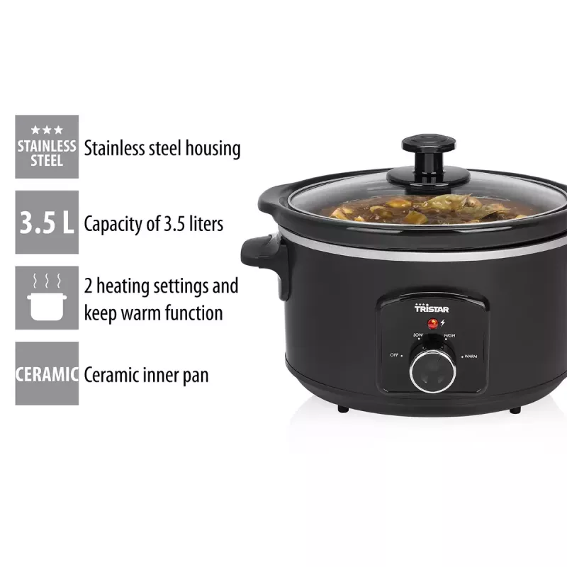 Lėtai verdantis puodas Tristar VS-3915 3.5 L juodas sukamasis valdymas 180 W