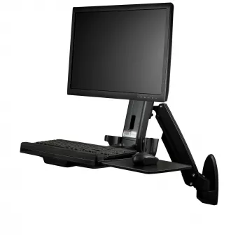 StarTech.com Sieninis Darbo Stovas - Pilnai Judantis Reguliuojamo Aukščio Stalas su Ergonomišku Monitoriaus ir Klaviatūros Lentynos Ranka, Pelės ir Skenerio Laikikliais, Vienam VESA Ekranui