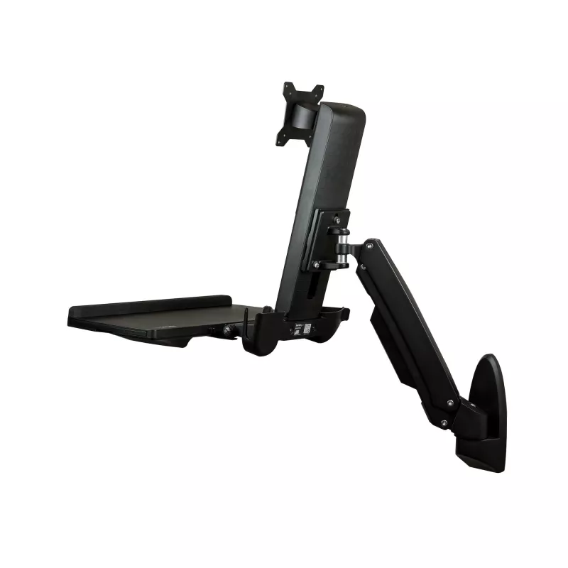 StarTech.com Sieninis Darbo Stovas - Pilnai Judantis Reguliuojamo Aukščio Stalas su Ergonomišku Monitoriaus ir Klaviatūros Lentynos Ranka, Pelės ir Skenerio Laikikliais, Vienam VESA Ekranui