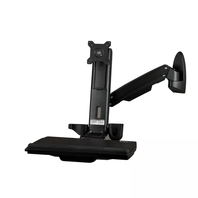 StarTech.com Sieninis Darbo Stovas - Pilnai Judantis Reguliuojamo Aukščio Stalas su Ergonomišku Monitoriaus ir Klaviatūros Lentynos Ranka, Pelės ir Skenerio Laikikliais, Vienam VESA Ekranui