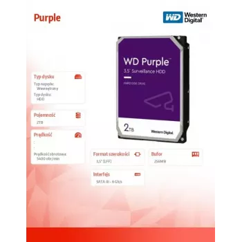 Vidinis kietasis diskas Western Digital WD22PURZ 3.5 colio 2000 GB Serial ATA