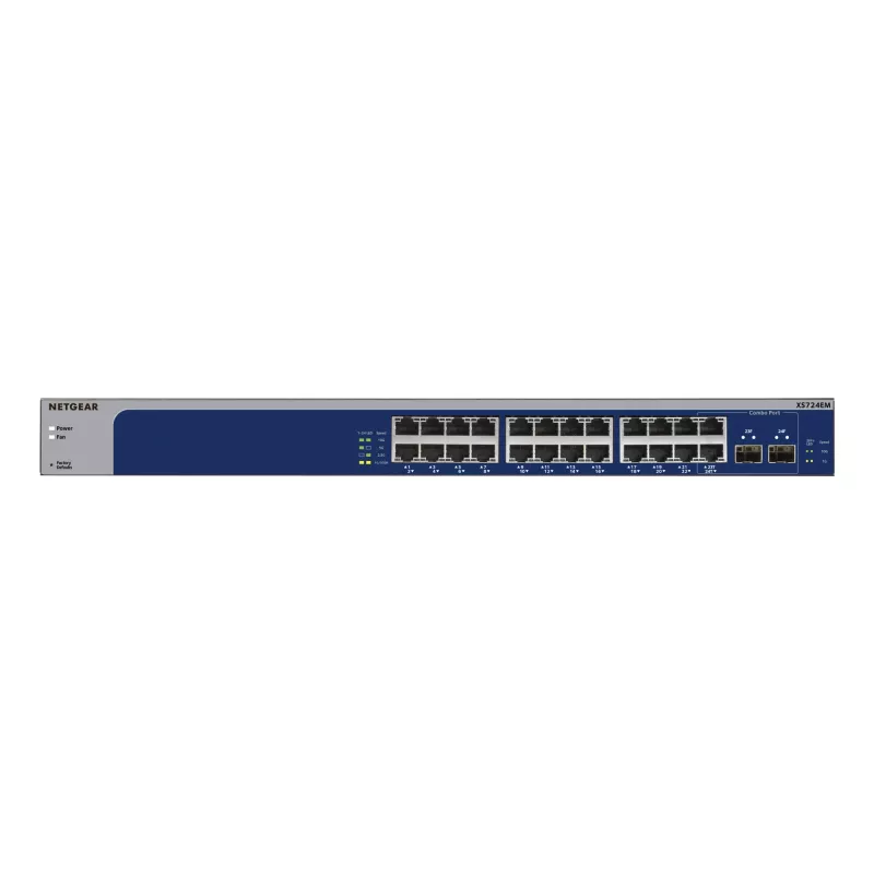NETGEAR XS724EM valdomas L2 10G Ethernet (100/1000/10000) 1U mėlynas, pilkas