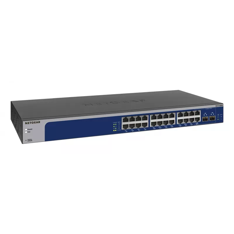 NETGEAR XS724EM valdomas L2 10G Ethernet (100/1000/10000) 1U mėlynas, pilkas