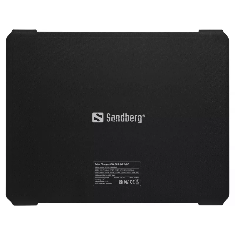 Sandberg Solar Charger 60W QC3.0+PD+DC Monokristalinis Juodas