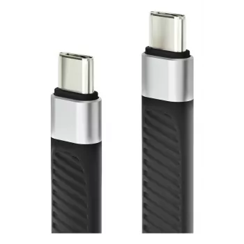 Techly ICOC-USBC-FL-U4 USB4 Gen 2x2 kabelis, USB-C / USB-C, 0,124 m, juodas