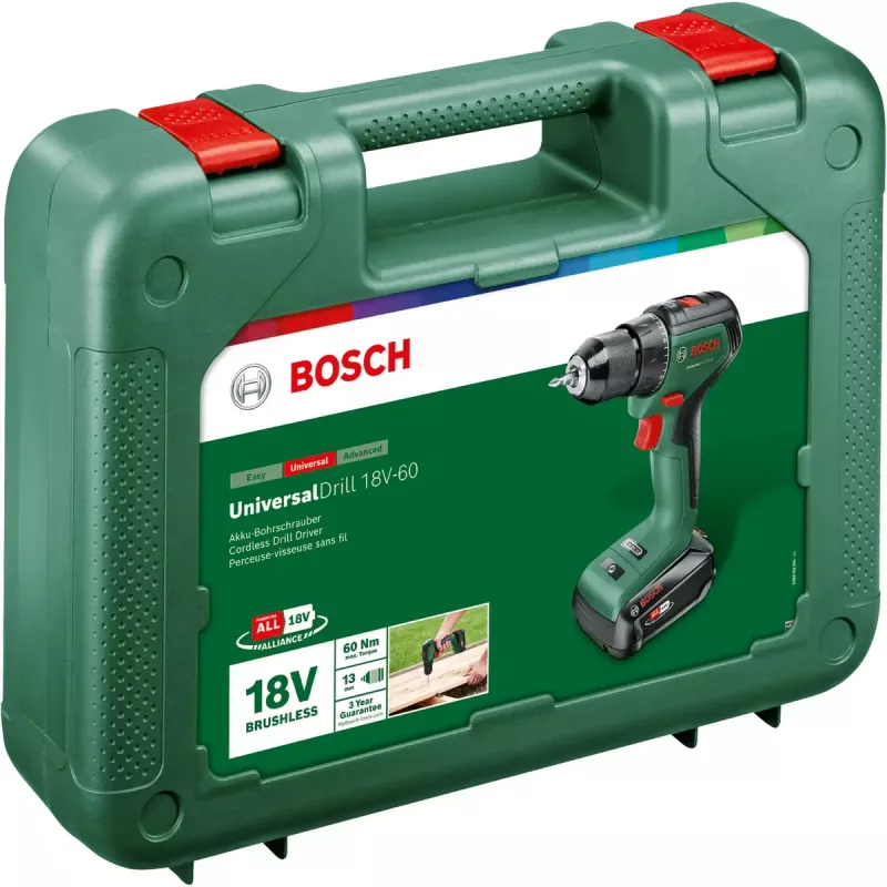 Bosch UniversalDrill 18V-60 1900 RPM Beselgis 1.3 kg Juoda, Žalia