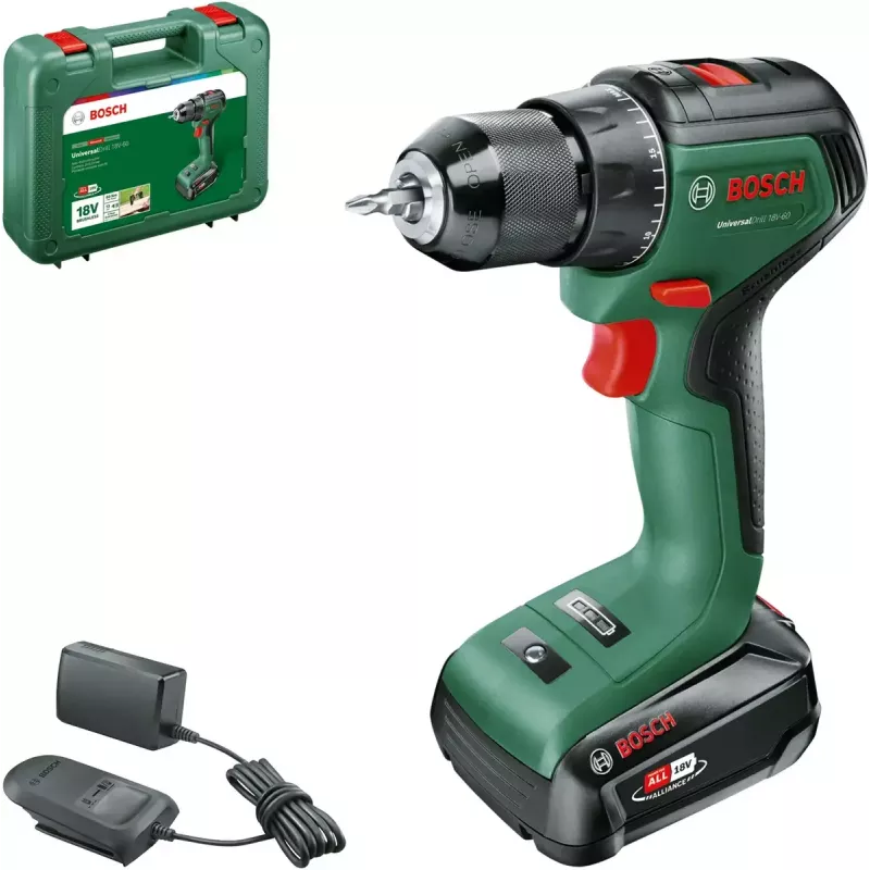 Bosch UniversalDrill 18V-60 1900 RPM Beselgis 1.3 kg Juoda, Žalia