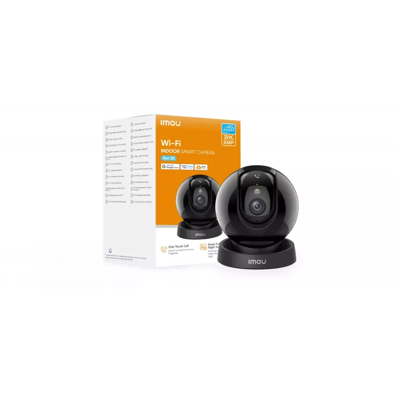Imou Rex 3D 5MP-R1 H.265 Wi-Fi P&T IP stebėjimo kamera, vidaus, laidinė ir belaidė, juoda