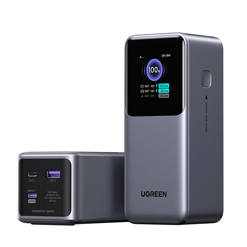 Ugreen 20000mAh 130W greitojo įkrovimo powerbankas, pilkai sidabrinis