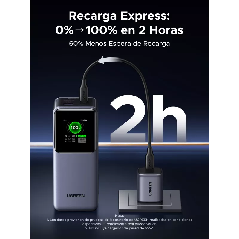 Ugreen 20000mAh 130W greitojo įkrovimo powerbankas, pilkai sidabrinis