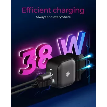 Sieninis įkroviklis ICY BOX 2 prievadų USB Power Delivery Greitasis įkrovimas Juodas
