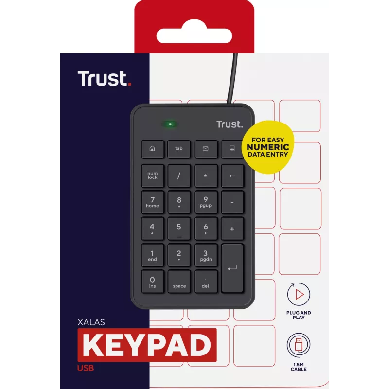 Trust 22221 skaitmeninis klaviatūros blokas nešiojamam/personaliniam kompiuteriui USB juodas