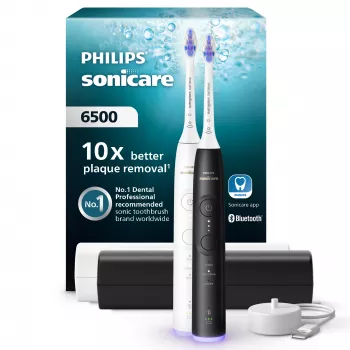 Sonic dantų šepetėlis Philips Sonicare Series 6500 HX7419/01 — 62 000 jud./min, 3 režimai, slėgio jutiklis, 2 rankenos, 2 antgaliai, kelioninis dėklas