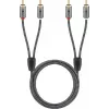 Garso kabelis WENTRONIC Goobay 65293 — 2 m, 2×RCA patinas į 2×RCA patinas, varis, auksuoti kontaktai, magnetinis ekranavimas, pilka