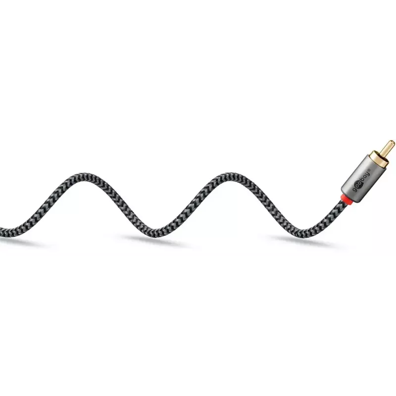 Garso kabelis WENTRONIC Goobay 65293 — 2 m, 2×RCA patinas į 2×RCA patinas, varis, auksuoti kontaktai, magnetinis ekranavimas, pilka