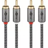 Garso kabelis WENTRONIC Goobay 65293 — 2 m, 2×RCA patinas į 2×RCA patinas, varis, auksuoti kontaktai, magnetinis ekranavimas, pilka