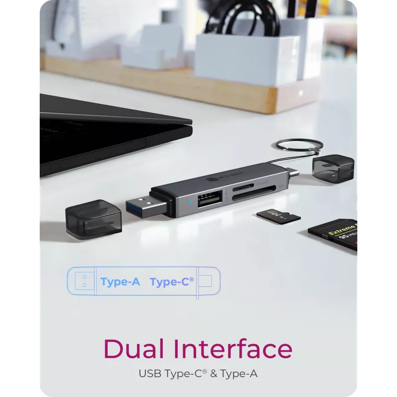 Kortelių skaitytuvas ICY BOX 61179 USB 3.2 Gen1 3-in-1, USB Type-C ir Type-A jungtimis